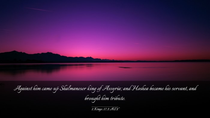 Picture 03 - 2 Kings 17:3 ASV Desktop Wallpaper - Against him came up Shalmaneser king of Assyria; - Desktop Bible Verse Wallpaper