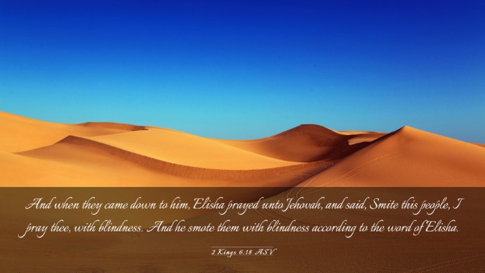 Picture 03 - 2 Kings 6:18 ASV Desktop Wallpaper - And when they came down to him, Elisha prayed - Desktop Bible Verse Wallpaper