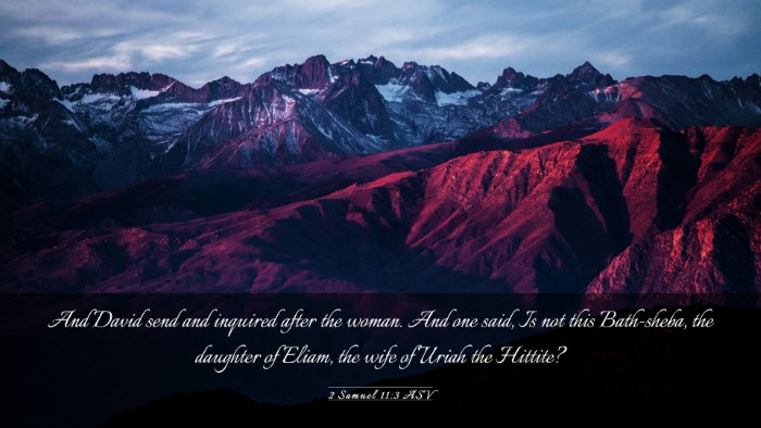 Picture 03 - 2 Samuel 11:3 ASV Desktop Wallpaper - And David send and inquired after the woman. And - Desktop Bible Verse Wallpaper