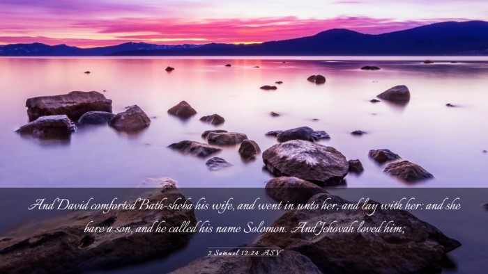 Picture 03 - 2 Samuel 12:24 ASV Desktop Wallpaper - And David comforted Bath-sheba his wife, and went - Desktop Bible Verse Wallpaper