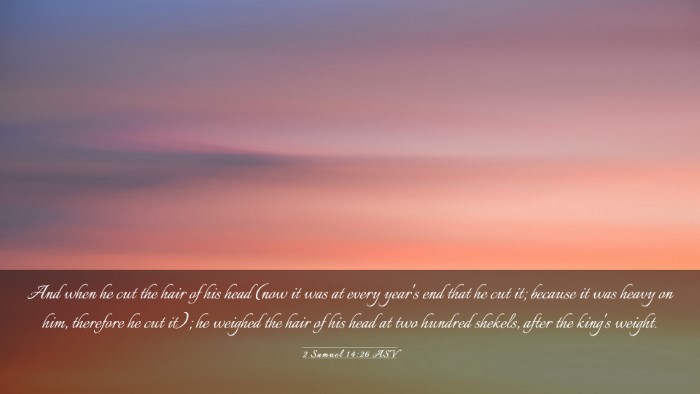 Picture 03 - 2 Samuel 14:26 ASV Desktop Wallpaper - And when he cut the hair of his head (now it was - Desktop Bible Verse Wallpaper