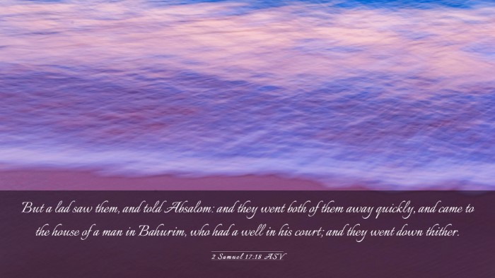 Picture 03 - 2 Samuel 17:18 ASV Desktop Wallpaper - But a lad saw them, and told Absalom: and they - Desktop Bible Verse Wallpaper