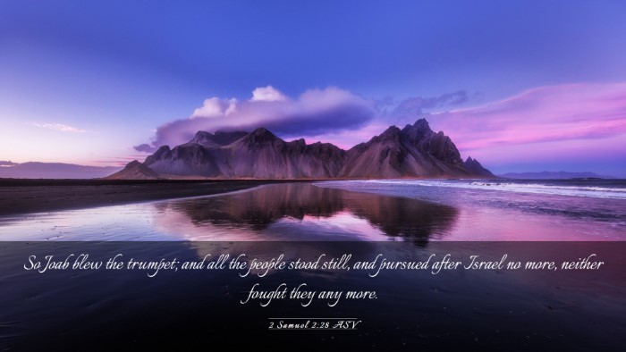 Picture 03 - 2 Samuel 2:28 ASV Desktop Wallpaper - So Joab blew the trumpet; and all the people - Desktop Bible Verse Wallpaper