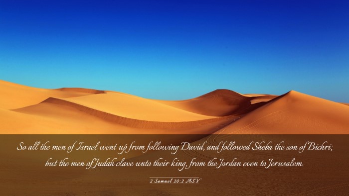 Picture 03 - 2 Samuel 20:2 ASV Desktop Wallpaper - So all the men of Israel went up from following - Desktop Bible Verse Wallpaper