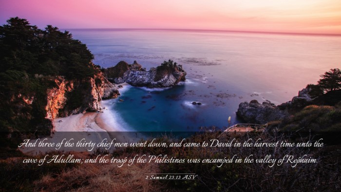 Picture 03 - 2 Samuel 23:13 ASV Desktop Wallpaper - And three of the thirty chief men went down, and - Desktop Bible Verse Wallpaper
