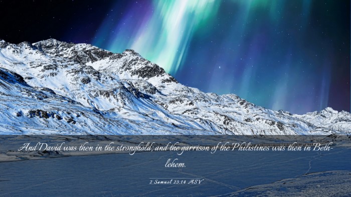 Picture 03 - 2 Samuel 23:14 ASV Desktop Wallpaper - And David was then in the stronghold; and the - Desktop Bible Verse Wallpaper