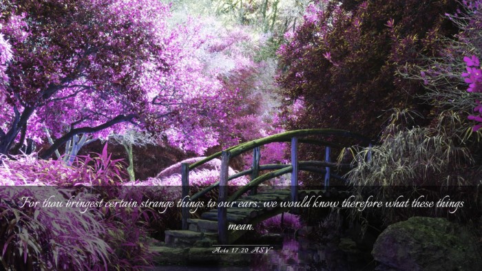 Picture 03 - Acts 17:20 ASV Desktop Wallpaper - For thou bringest certain strange things to our - Desktop Bible Verse Wallpaper