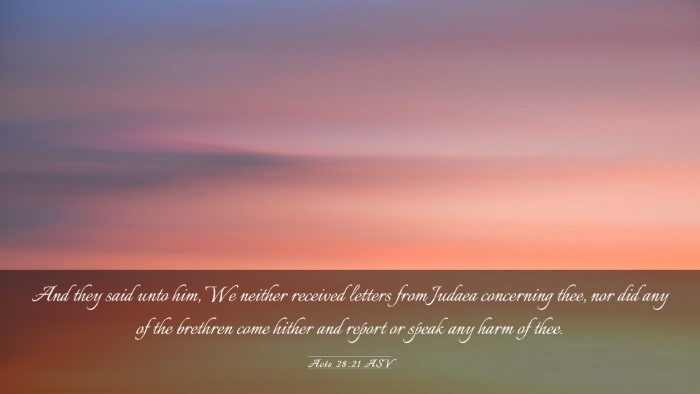 Picture 03 - Acts 28:21 ASV Desktop Wallpaper - And they said unto him, We neither received - Desktop Bible Verse Wallpaper