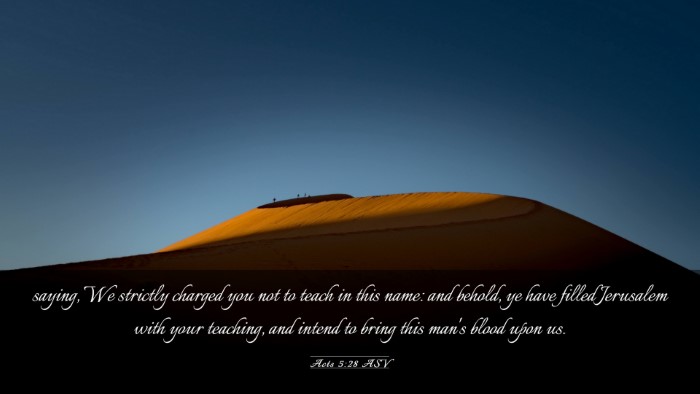 Picture 03 - Acts 5:28 ASV Desktop Wallpaper - saying, We strictly charged you not to teach in - Desktop Bible Verse Wallpaper