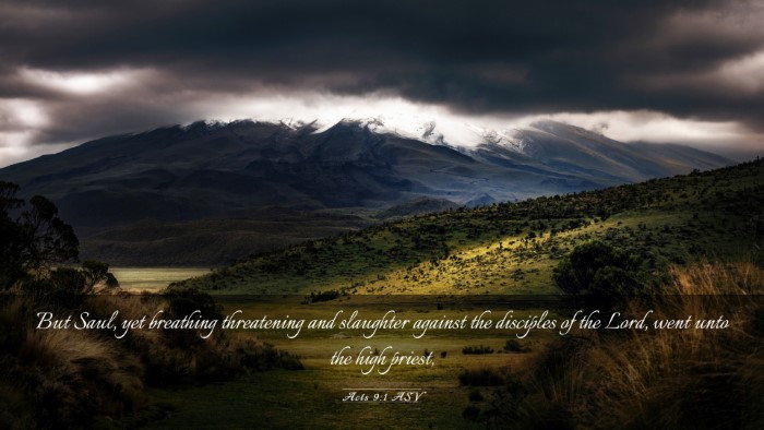 Picture 03 - Acts 9:1 ASV Desktop Wallpaper - But Saul, yet breathing threatening and slaughter - Desktop Bible Verse Wallpaper
