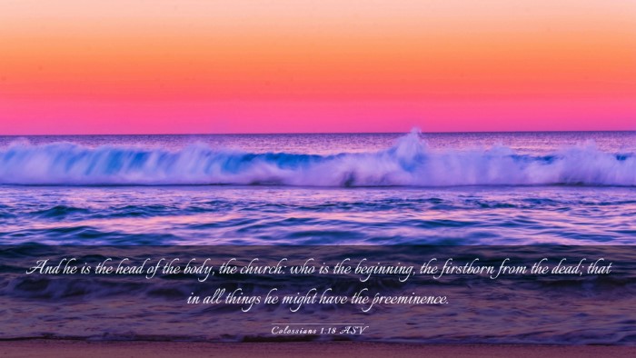 Picture 03 - Colossians 1:18 ASV Desktop Wallpaper - And he is the head of the body, the church: who - Desktop Bible Verse Wallpaper
