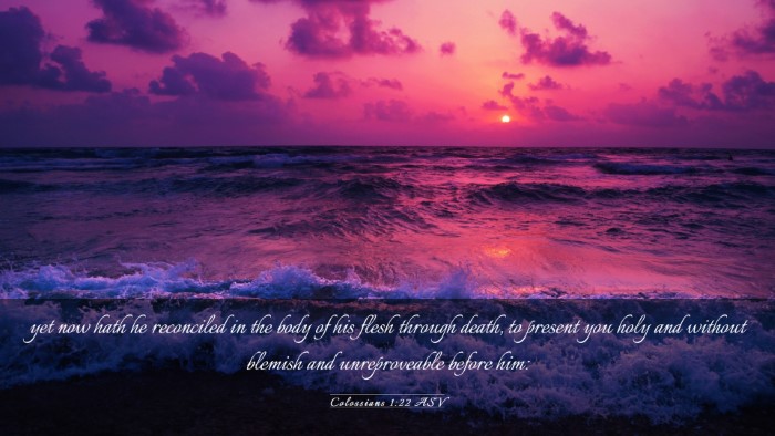 Picture 03 - Colossians 1:22 ASV Desktop Wallpaper - yet now hath he reconciled in the body of his - Desktop Bible Verse Wallpaper