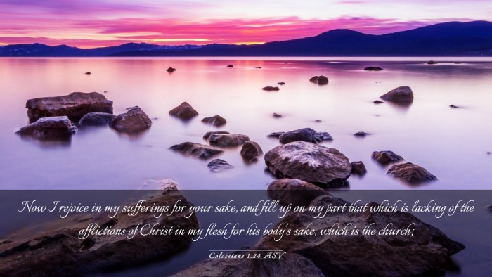 Picture 03 - Colossians 1:24 ASV Desktop Wallpaper - Now I rejoice in my sufferings for your sake, and - Desktop Bible Verse Wallpaper