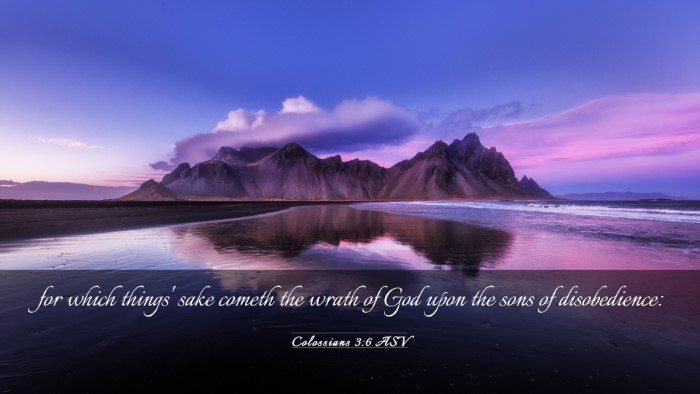 Picture 03 - Colossians 3:6 ASV Desktop Wallpaper - for which things' sake cometh the wrath of God - Desktop Bible Verse Wallpaper