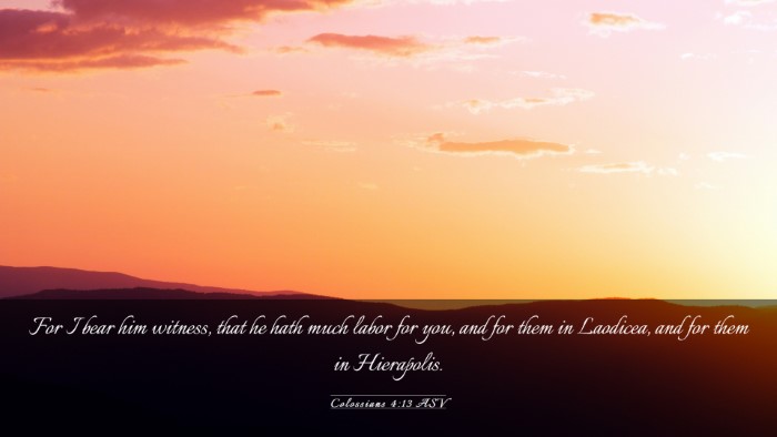 Picture 03 - Colossians 4:13 ASV Desktop Wallpaper - For I bear him witness, that he hath much labor - Desktop Bible Verse Wallpaper