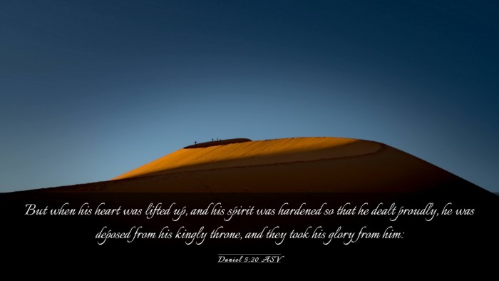 Picture 03 - Daniel 5:20 ASV Desktop Wallpaper - But when his heart was lifted up, and his spirit - Desktop Bible Verse Wallpaper