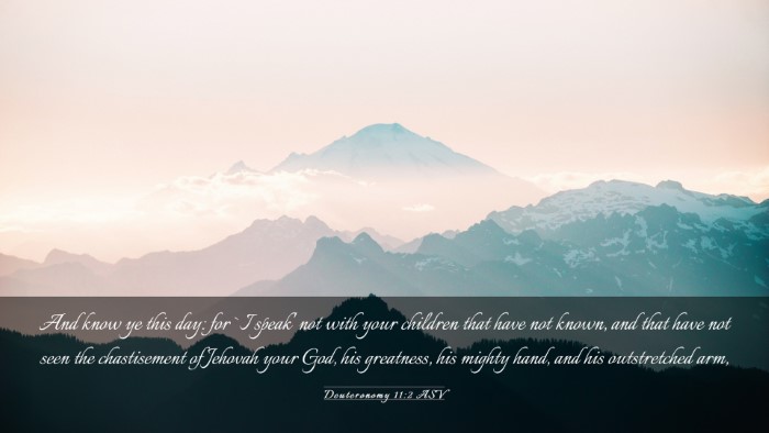 Picture 03 - Deuteronomy 11:2 ASV Desktop Wallpaper - And know ye this day: for `I speak' not with your - Desktop Bible Verse Wallpaper