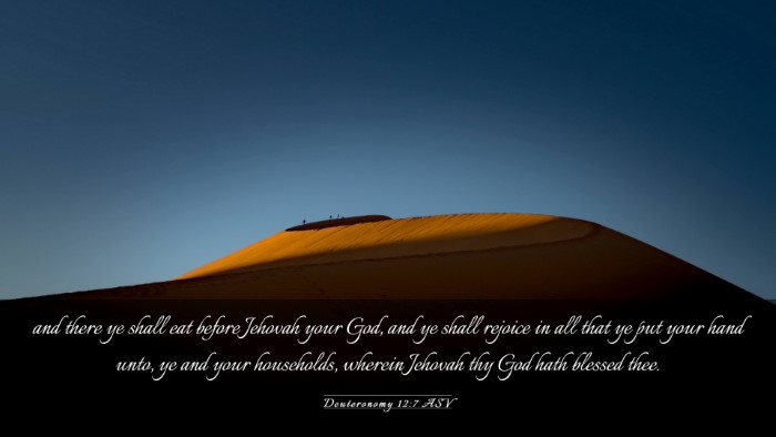 Picture 03 - Deuteronomy 12:7 ASV Desktop Wallpaper - and there ye shall eat before Jehovah your God, - Desktop Bible Verse Wallpaper