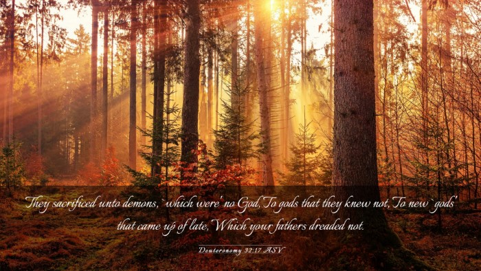 Picture 03 - Deuteronomy 32:17 ASV Desktop Wallpaper - They sacrificed unto demons, `which were' no God, - Desktop Bible Verse Wallpaper