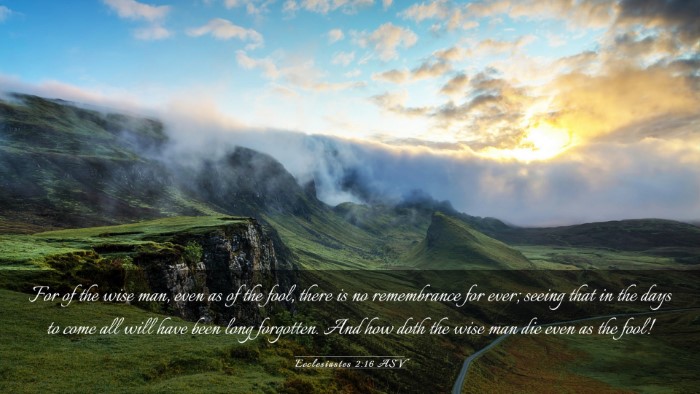 Picture 03 - Ecclesiastes 2:16 ASV Desktop Wallpaper - For of the wise man, even as of the fool, there - Desktop Bible Verse Wallpaper