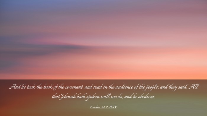Picture 03 - Exodus 24:7 ASV Desktop Wallpaper - And he took the book of the covenant, and read in - Desktop Bible Verse Wallpaper