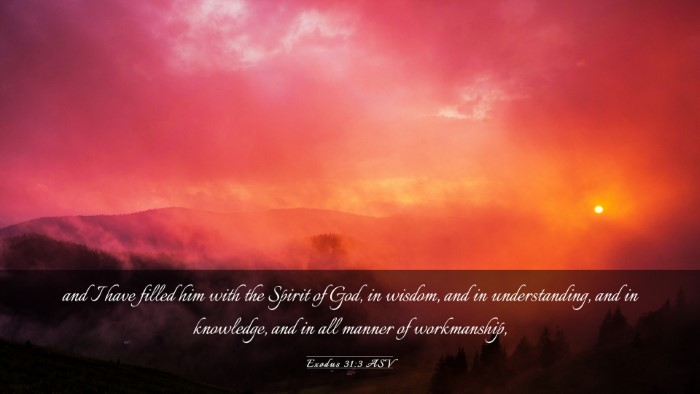 Picture 03 - Exodus 31:3 ASV Desktop Wallpaper - and I have filled him with the Spirit of God, in - Desktop Bible Verse Wallpaper