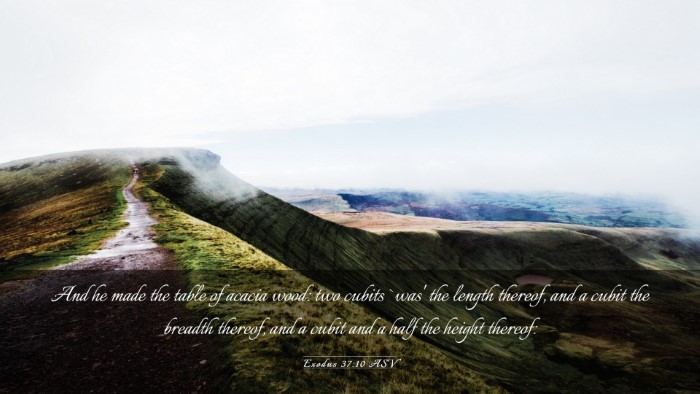 Picture 03 - Exodus 37:10 ASV Desktop Wallpaper - And he made the table of acacia wood: two cubits - Desktop Bible Verse Wallpaper