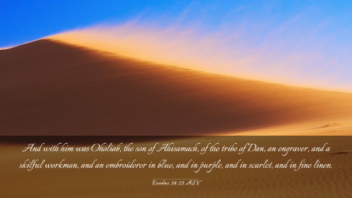 Picture 03 - Exodus 38:23 ASV Desktop Wallpaper - And with him was Oholiab, the son of Ahisamach, - Desktop Bible Verse Wallpaper