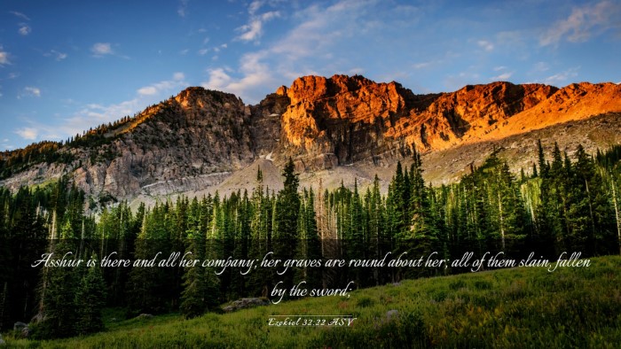 Picture 03 - Ezekiel 32:22 ASV Desktop Wallpaper - Asshur is there and all her company; her graves - Desktop Bible Verse Wallpaper