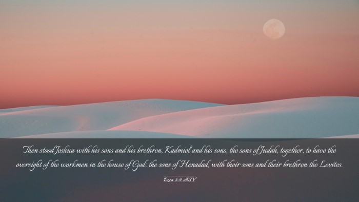 Picture 03 - Ezra 3:9 ASV Desktop Wallpaper - Then stood Jeshua with his sons and his brethren, - Desktop Bible Verse Wallpaper