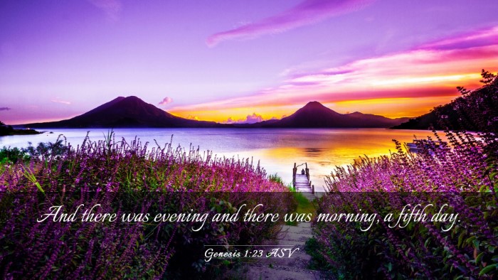 Picture 03 - Genesis 1:23 ASV Desktop Wallpaper - And there was evening and there was morning, a - Desktop Bible Verse Wallpaper