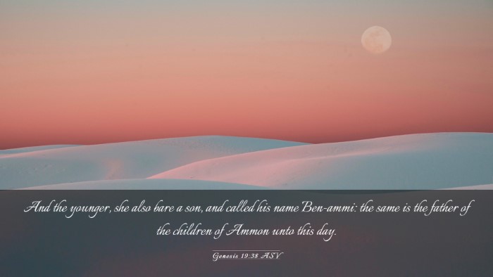 Picture 03 - Genesis 19:38 ASV Desktop Wallpaper - And the younger, she also bare a son, and called - Desktop Bible Verse Wallpaper