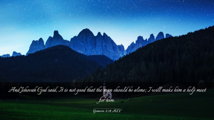 Picture 03 - Genesis 2:18 ASV Desktop Wallpaper - And Jehovah God said, It is not good that the man - Desktop Bible Verse Wallpaper