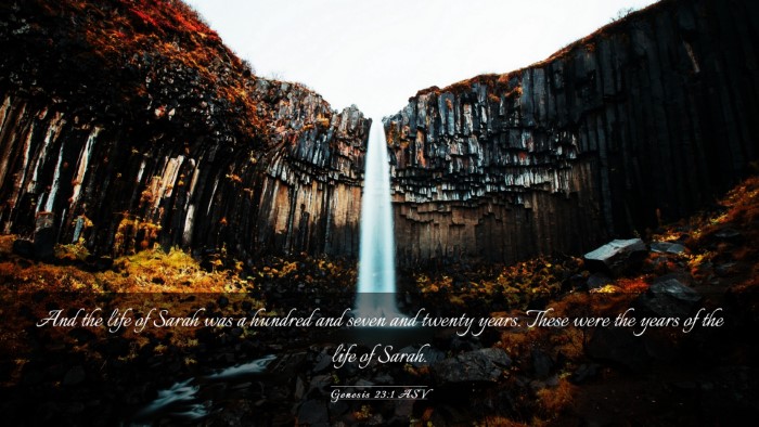 Picture 03 - Genesis 23:1 ASV Desktop Wallpaper - And the life of Sarah was a hundred and seven and - Desktop Bible Verse Wallpaper