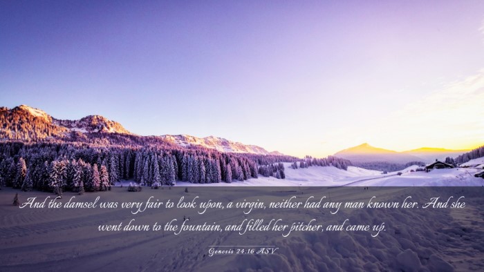 Picture 03 - Genesis 24:16 ASV Desktop Wallpaper - And the damsel was very fair to look upon, a - Desktop Bible Verse Wallpaper