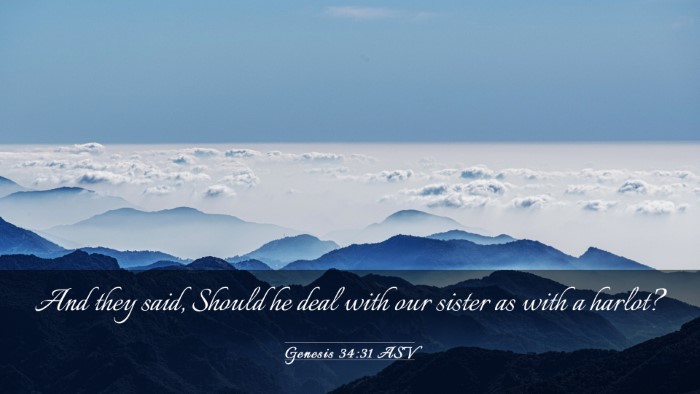 Picture 03 - Genesis 34:31 ASV Desktop Wallpaper - And they said, Should he deal with our sister as - Desktop Bible Verse Wallpaper