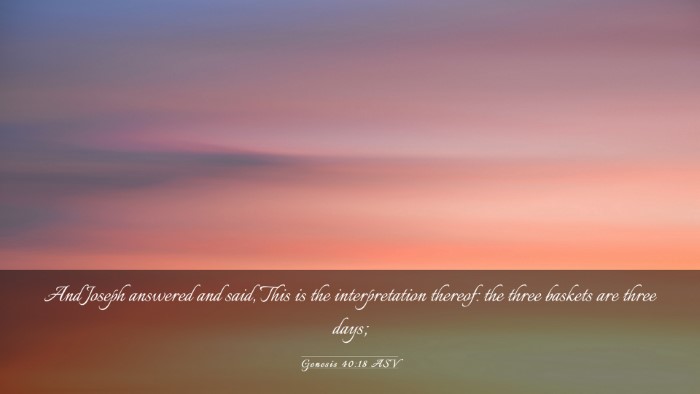 Picture 03 - Genesis 40:18 ASV Desktop Wallpaper - And Joseph answered and said, This is the - Desktop Bible Verse Wallpaper