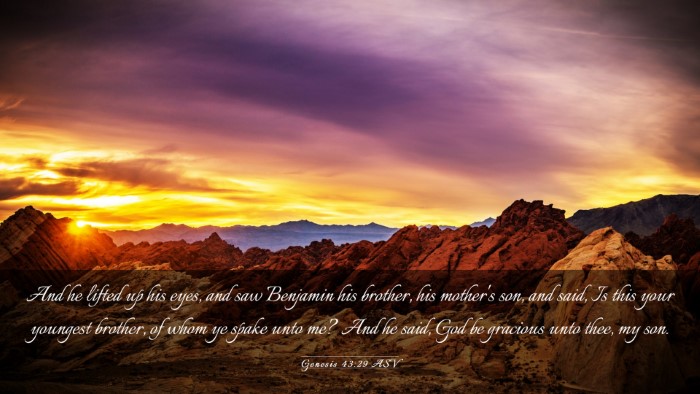 Picture 03 - Genesis 43:29 ASV Desktop Wallpaper - And he lifted up his eyes, and saw Benjamin his - Desktop Bible Verse Wallpaper