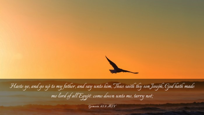 Picture 03 - Genesis 45:9 ASV Desktop Wallpaper - Haste ye, and go up to my father, and say unto - Desktop Bible Verse Wallpaper