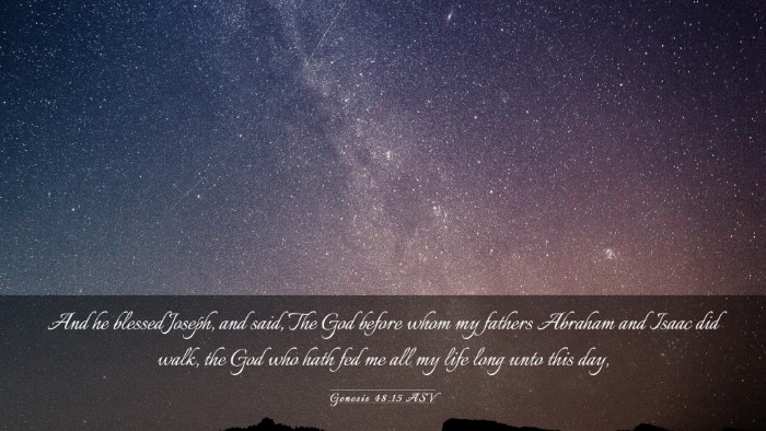 Picture 03 - Genesis 48:15 ASV Desktop Wallpaper - And he blessed Joseph, and said, The God before - Desktop Bible Verse Wallpaper