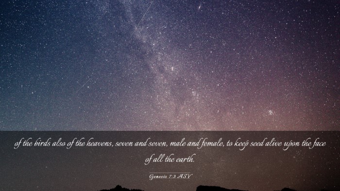 Picture 03 - Genesis 7:3 ASV Desktop Wallpaper - of the birds also of the heavens, seven and - Desktop Bible Verse Wallpaper