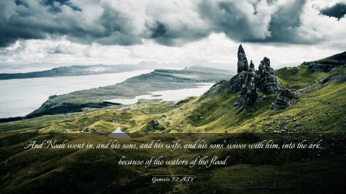 Picture 03 - Genesis 7:7 ASV Desktop Wallpaper - And Noah went in, and his sons, and his wife, and - Desktop Bible Verse Wallpaper