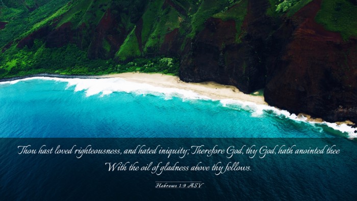 Picture 03 - Hebrews 1:9 ASV Desktop Wallpaper - Thou hast loved righteousness, and hated - Desktop Bible Verse Wallpaper