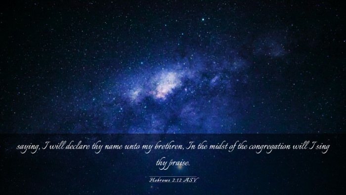 Picture 03 - Hebrews 2:12 ASV Desktop Wallpaper - saying, I will declare thy name unto my brethren, - Desktop Bible Verse Wallpaper