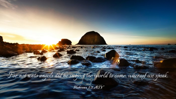 Picture 03 - Hebrews 2:5 ASV Desktop Wallpaper - For not unto angels did he subject the world to - Desktop Bible Verse Wallpaper