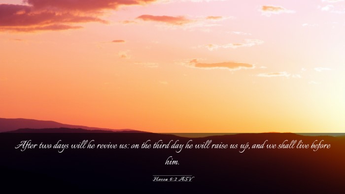 Picture 03 - Hosea 6:2 ASV Desktop Wallpaper - After two days will he revive us: on the third - Desktop Bible Verse Wallpaper