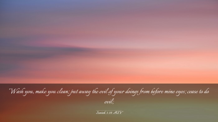Picture 03 - Isaiah 1:16 ASV Desktop Wallpaper - Wash you, make you clean; put away the evil of - Desktop Bible Verse Wallpaper