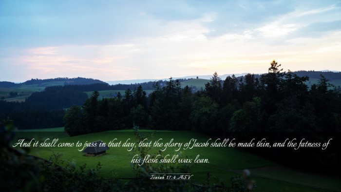 Picture 03 - Isaiah 17:4 ASV Desktop Wallpaper - And it shall come to pass in that day, that the - Desktop Bible Verse Wallpaper