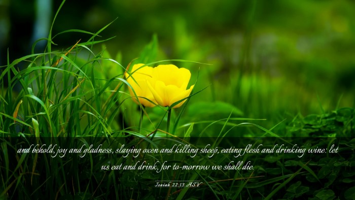 Picture 03 - Isaiah 22:13 ASV Desktop Wallpaper - and behold, joy and gladness, slaying oxen and - Desktop Bible Verse Wallpaper