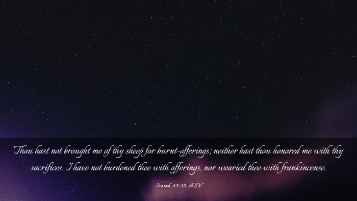 Picture 03 - Isaiah 43:23 ASV Desktop Wallpaper - Thou hast not brought me of thy sheep for - Desktop Bible Verse Wallpaper